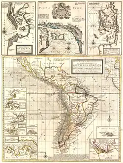 Moll's A New & Exact Map of the Coast, Countries and Islands within ye Limits of ye South Sea Company London 1711 (1720)