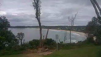 Looking south over Mollymook beach from Bannister Headland
