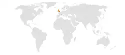 Map indicating locations of Monaco and United Kingdom