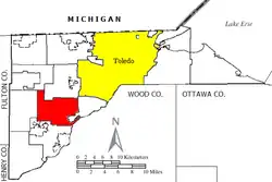 Location of Monclova Township in Lucas County, Ohio