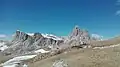 South aspect of Monte Formin (left), with Cima Ambrizzola (right)
