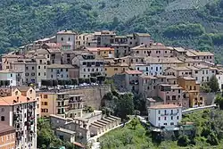Hilltop view of Montefranco, with houses rising above the surrounding countryside