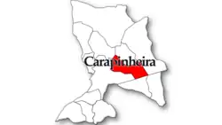 Map showing the location in red