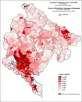Montenegrin language in Montenegro by municipalities 2003