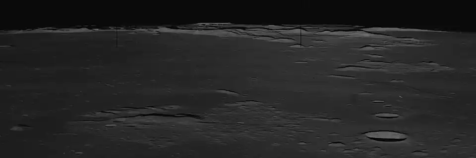 Montes Riphaeus at the horizon, facing west. From Apollo 14.