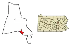 Location of Danville in Montour County, Pennsylvania.