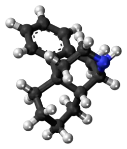 Ball-and-stick model of morphinan