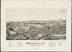 1889 depiction of Morrisville, Vermont