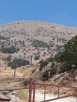 View of the ski resort without any snow