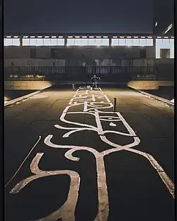 Ground Calligraphy (Paraglyphs) on top of the roof of the Hallesches Tor, Berlin 2023