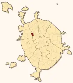 Location of Vsekhsvyatskoye, the Sokol District of Moscow