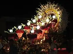 Floral decorations on a religious carriage