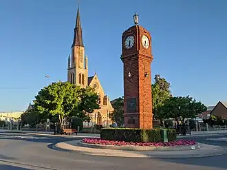 View of the town centre, showing War Memorial Clock Tower