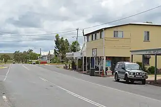 The Burnett Highway passing through Mulgildie, 2017
