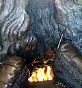 Bronze sofas inside the head
