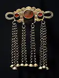 Turkmen woman's jewelry, silver, gold and cornelian, 20th century. Musée du Quai Branly, Paris, France.
