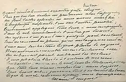 Manuscript poem by Dauguet.