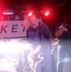Muskets performing in Leeds in 2017; from left to right: Joe Phillips, Dan Smith, Alex Cheung.