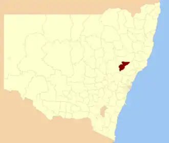 Location in New South Wales