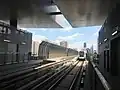 Train from Sungai Buloh approaching the Mutiara Damansara MRT station