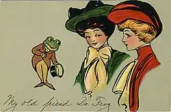 Image 9"My Old Friend Dr. Frog". Promotional postcard for "Frog In Your Throat" Company throat medicine (from Frogs in culture)