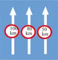 140 Speed limits applying to different lanes