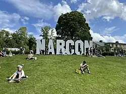 Närcon sign at the outdoors convention area.