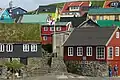Faroese flag flying in Nólsoy village