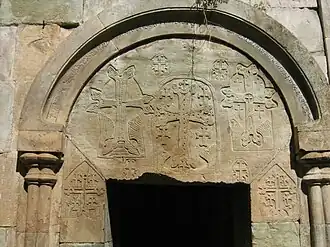 Portal of the Church of the Mother-of-God with engraved crosses