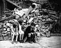 The aftermath of an air raid during the Blitz