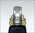 This picture illustrates the NAA .22 Magnum Black Widow revolver cylinder in the safety position.