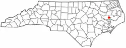 Location of Belhaven, North Carolina