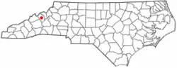 Location of Burnsville, North Carolina