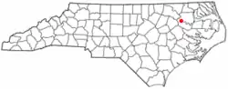Location within the U.S. state of North Carolina