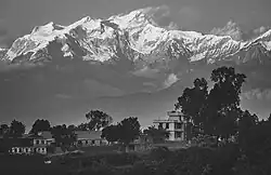 The Ganesh Himal mountain range as seen from Bandipur, Central Nepal. November 19, 2017