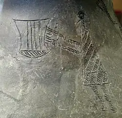 Depiction on pottery of a lyre-player, Hungary, c. 700 BC[104]