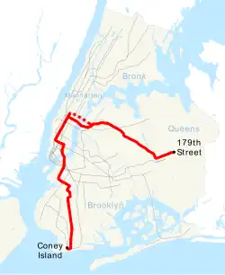 Map of the "F" train