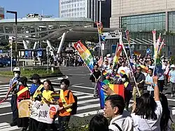 Marching along Nishiki Street