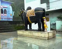 Nandi in front of a Hindu temple in Rewalsar, Himachal Pradesh, India