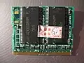 256&nbsp;MB MicroDIMM PC133 SDRAM (double sided, 4 chips).