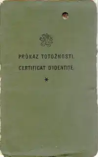 Nansen passport cover; Police office, Prague, Czechoslovakia, 1930