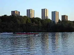 Apartment blocks photographed across the Erdre