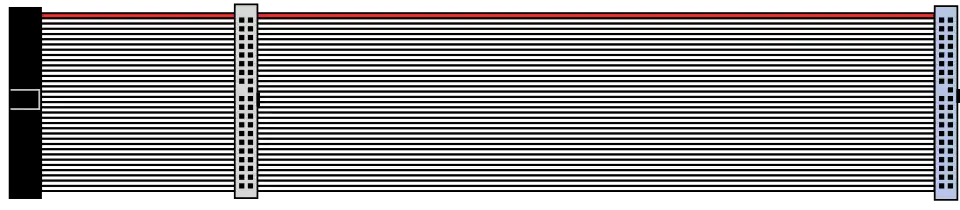 Ribbon cable with three connectors