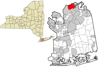 Location in Nassau County and the state of New York