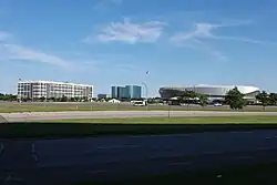 The skyline of the Nassau Hub in 2021