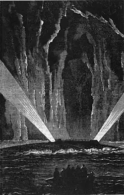 The Nautilus in Dakkar Grotto, as described in The Mysterious Island