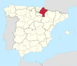 Map of Spain with the province of Navarre highlighted