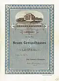 Bond for the funding of the second Gewandhaus in Leipzig, issued 1 July 1884 by Giesecke+Devrient.[1]