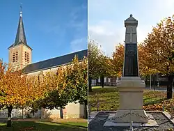 Church of John the Baptist and war memorial of Neuvy-en-Sullias