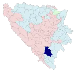 Location of Nevesinje within Bosnia and Herzegovina